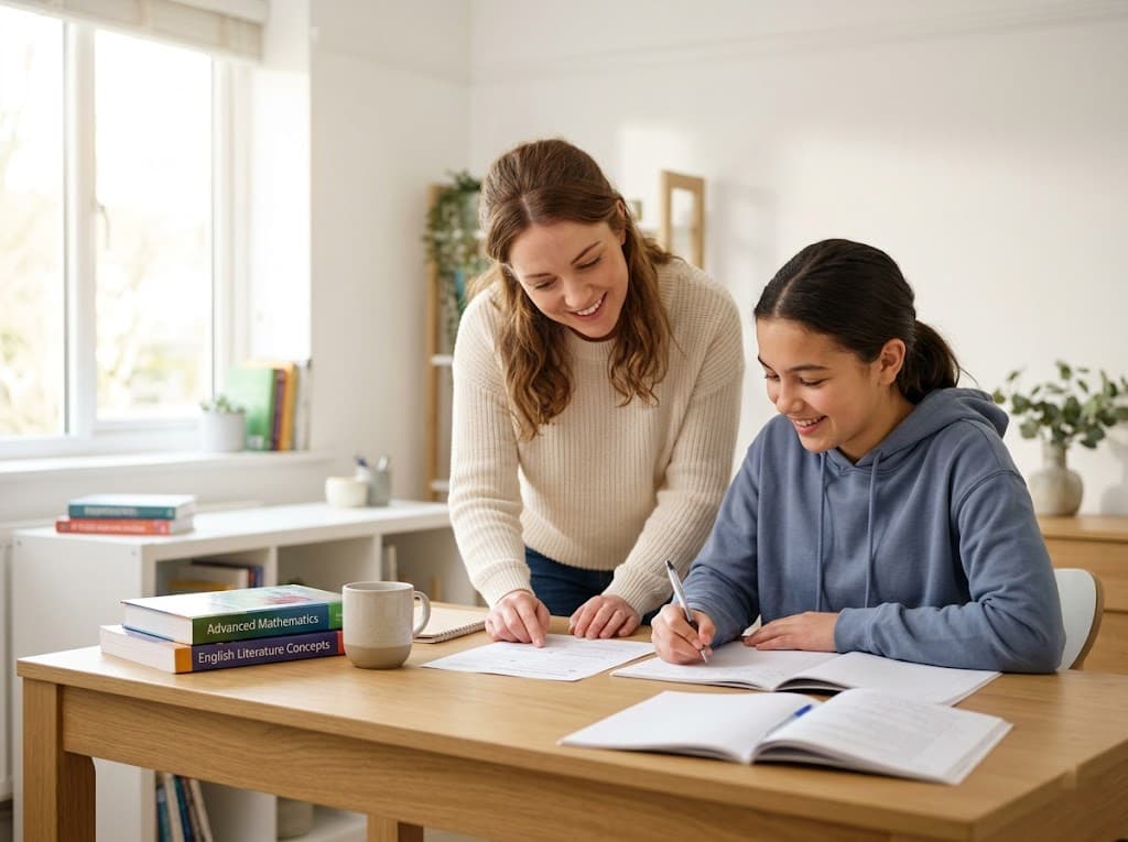 A tutor working one-on-one with a student at Excel Tutoring Academy